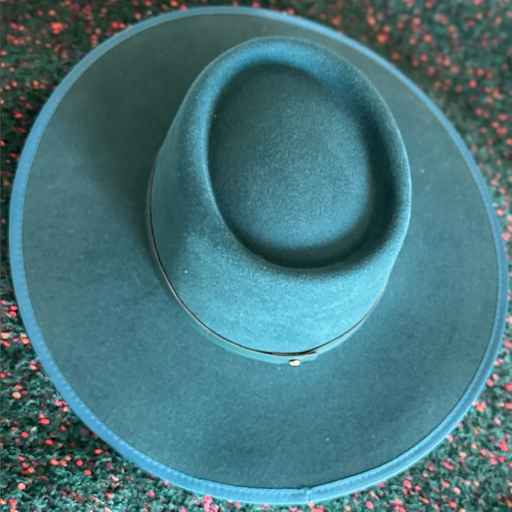 ‼️RARE‼️🎸WYETH🎸🔥NWT🔥Teal Wide Brim Hat with Black Band - Picture 6 of 16